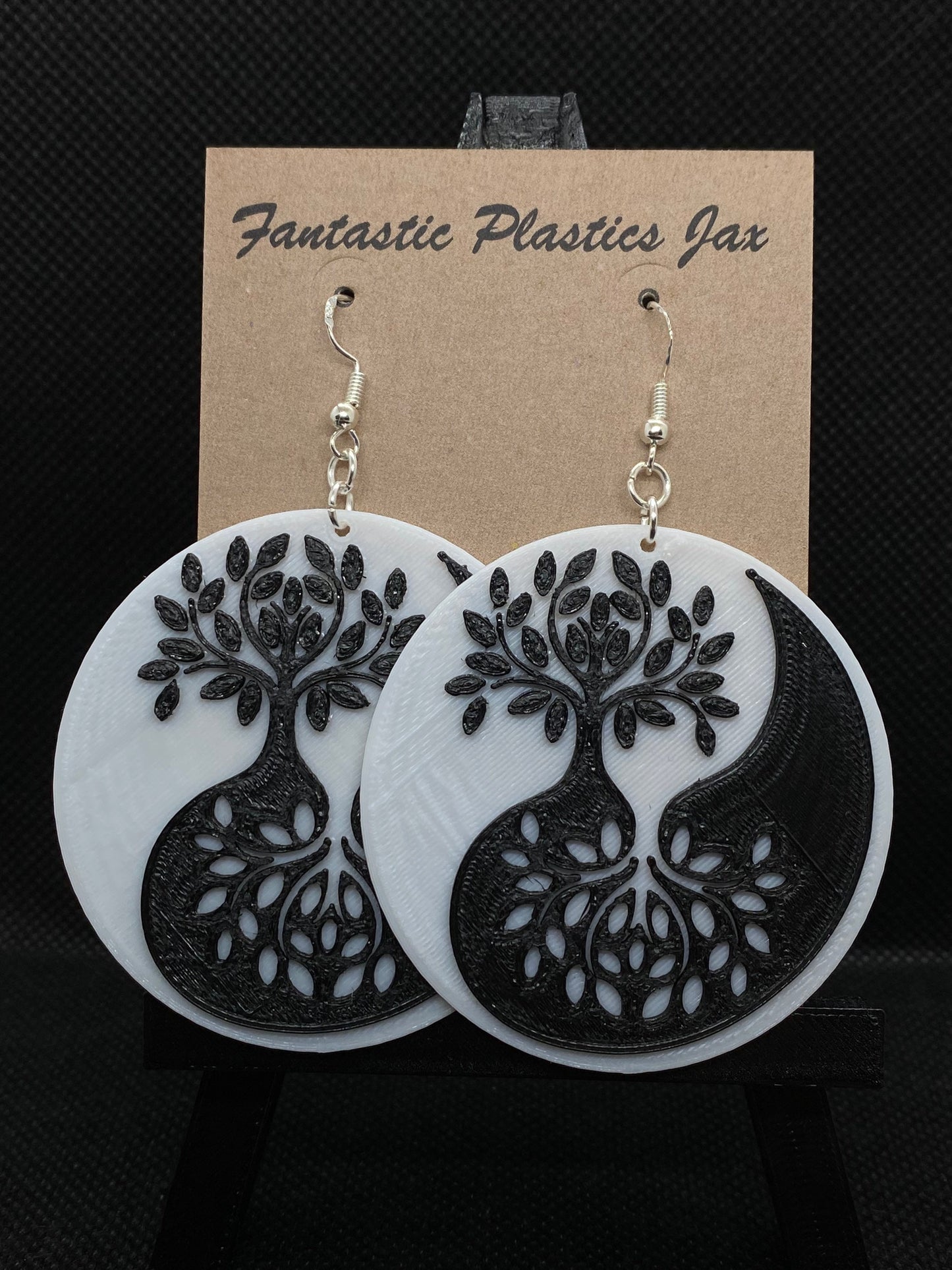 3D Printed Yin an Yang Tree of Life Earrings/Custom Dual Color Earrings/ Peace, Love, Harmony.
