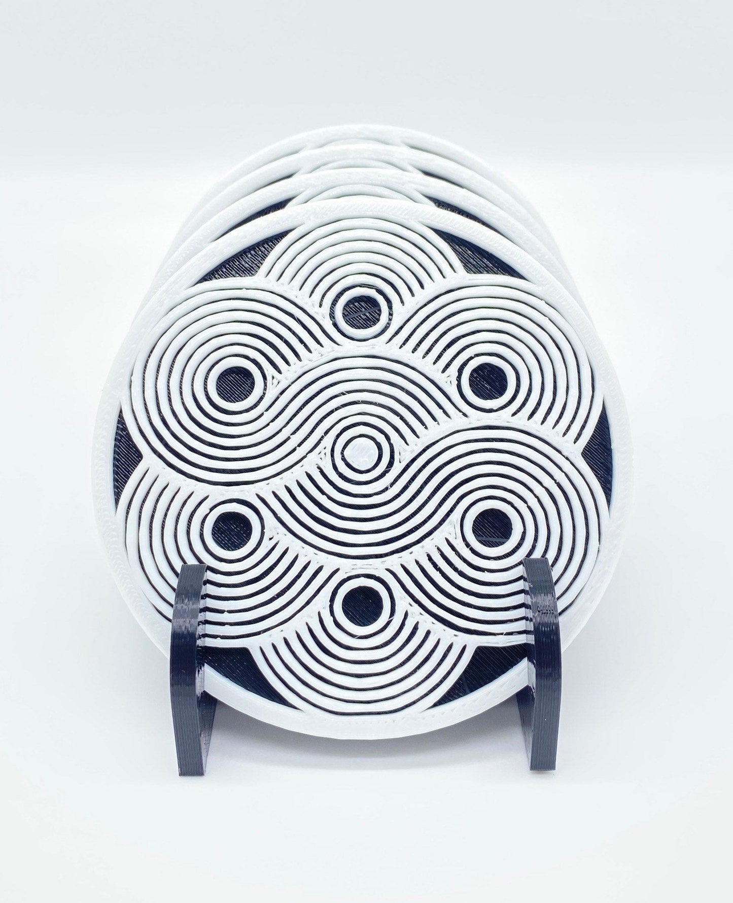 3D Printed Lost In The Waves Style Drink Coaster/Set of 4 with Free Holder/Custom Color Options