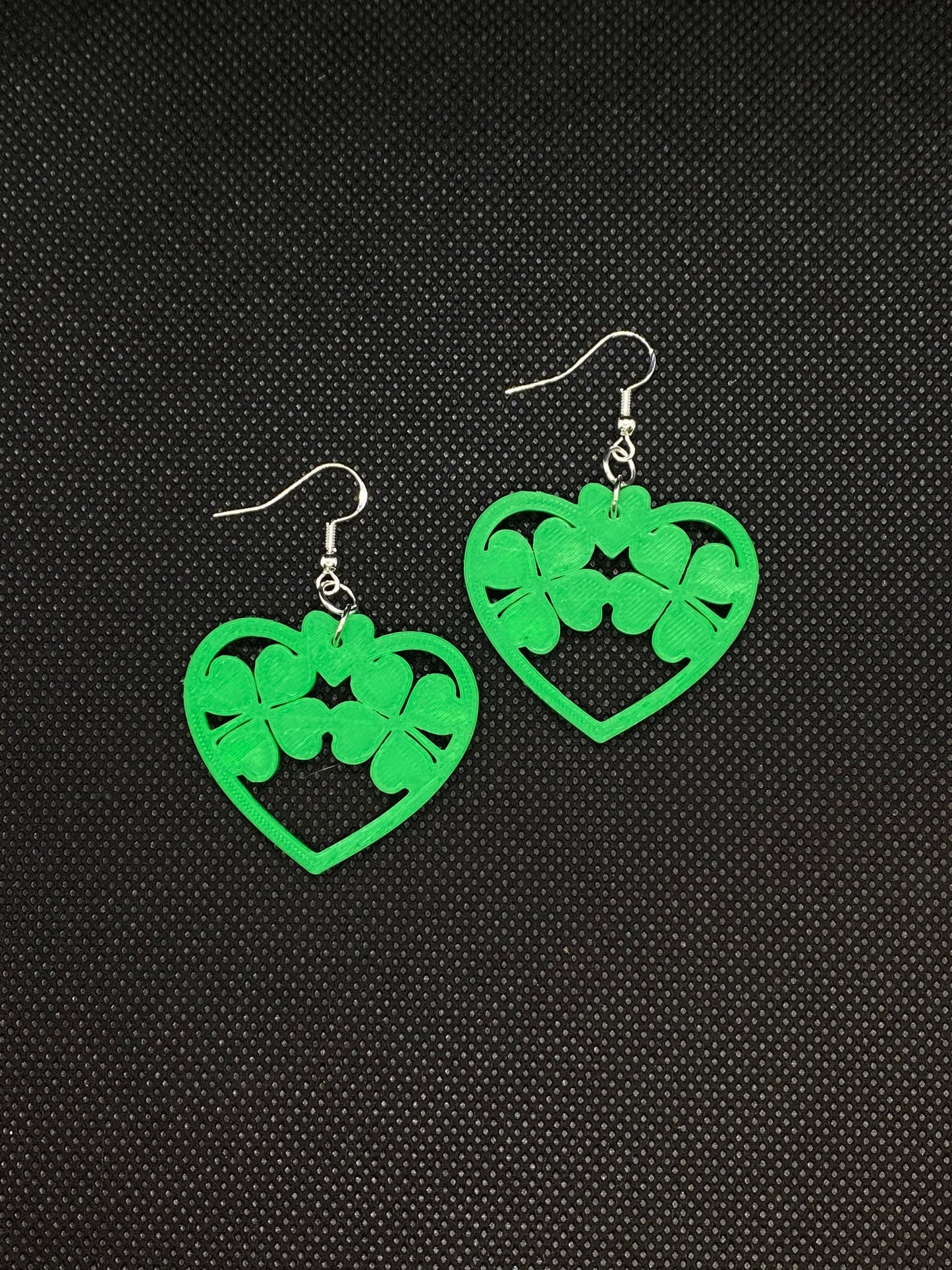 3D Printed Heart 4 Leaf Clover Earrings/Custom Color Orders/4 leaf Clover/St. Patricks Day