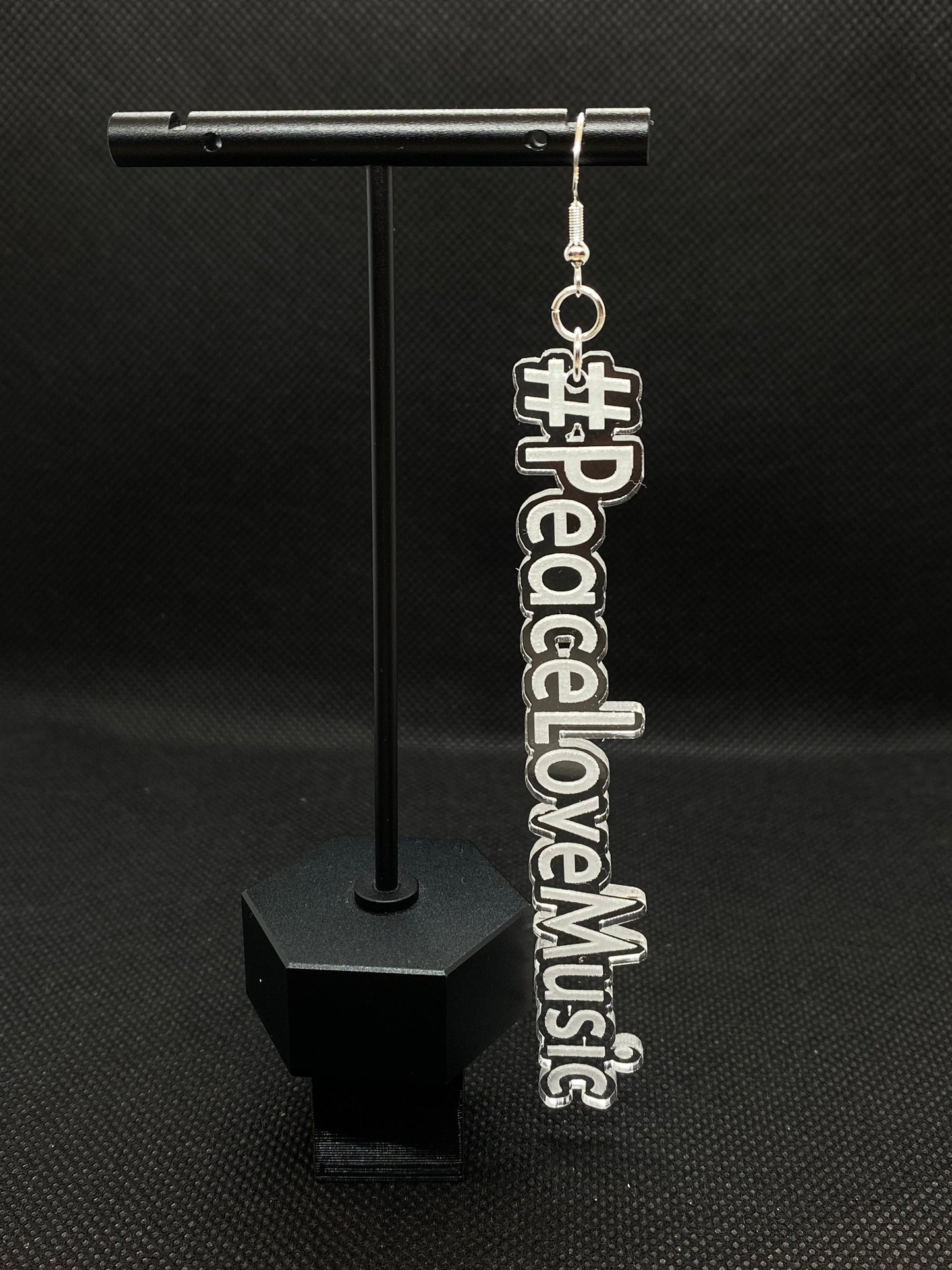 Peace Love Music Acrylic Laser Cut & Engraved Earring set/Clear AcrylicEarrings available with 21 hand painted colors/Glowforge