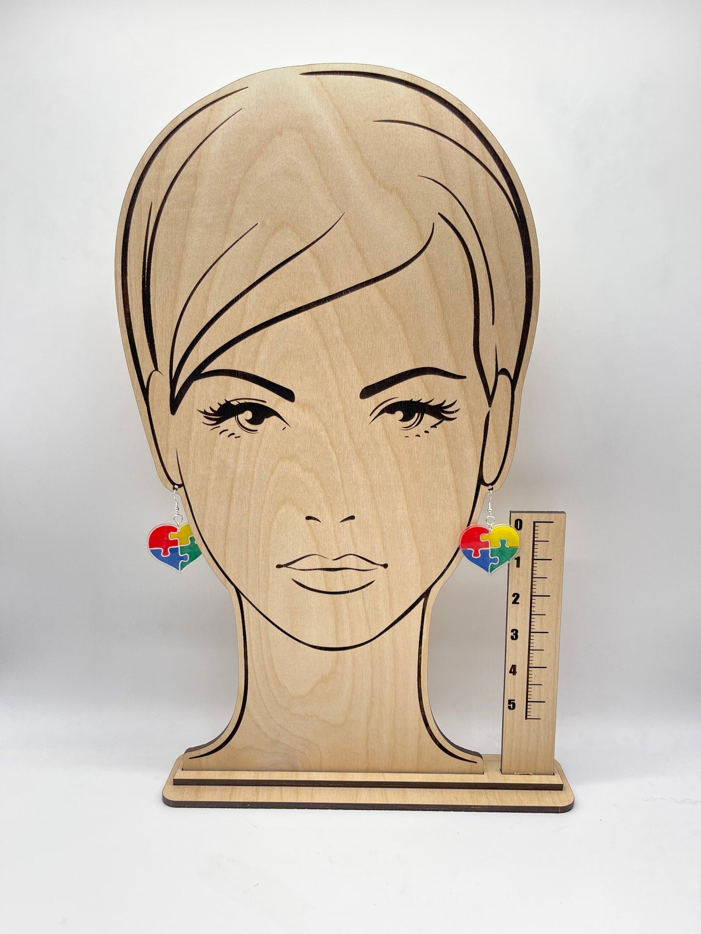 Autism Awareness Puzzle Piece Heart Earrings Laser Cut & Engraved/Clear Acrylic Earrings Hand Painted/Glowforge