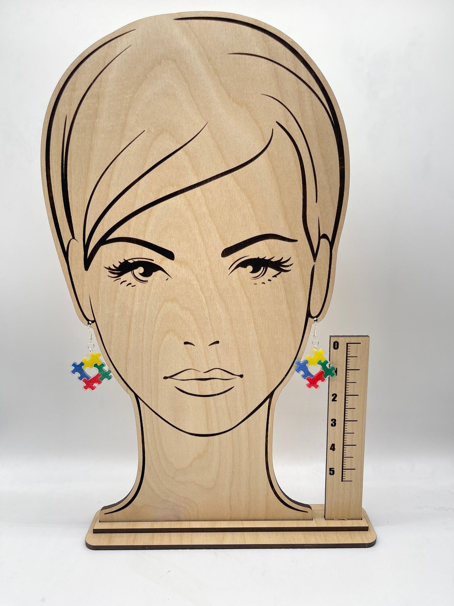 Autism Awareness Square Puzzle Piece Earrings Laser Cut & Engraved /Proceeds Donated/Clear Acrylic Earrings Hand Painted/Glowforge