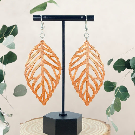 3D Printed Leaf Earrings Custom Colors