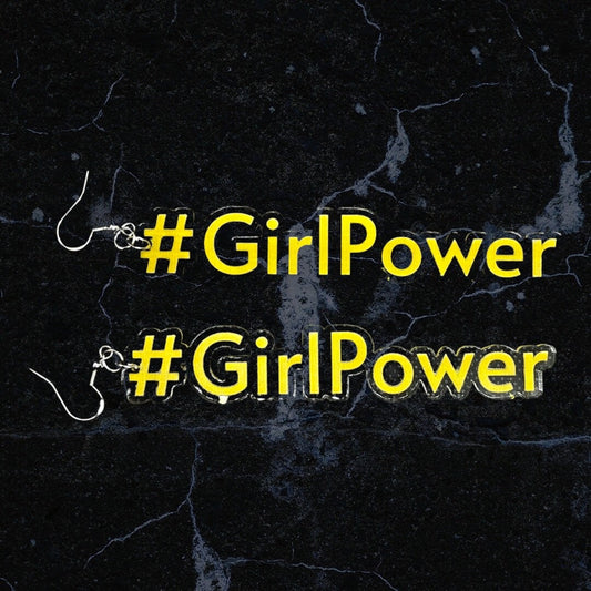 Girl Power Acrylic Laser Cut & Engraved Earring set/Clear Acrylic Earrings available with 21 hand painted colors/Glowforge