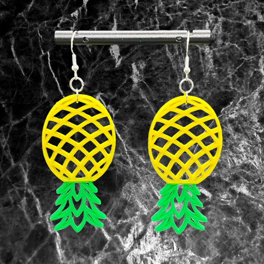 3D Printed Upside Down Pineapple Earring Set/Single and Dual color/Island Fresh Fruit Earrings/Glow In The Dark Available