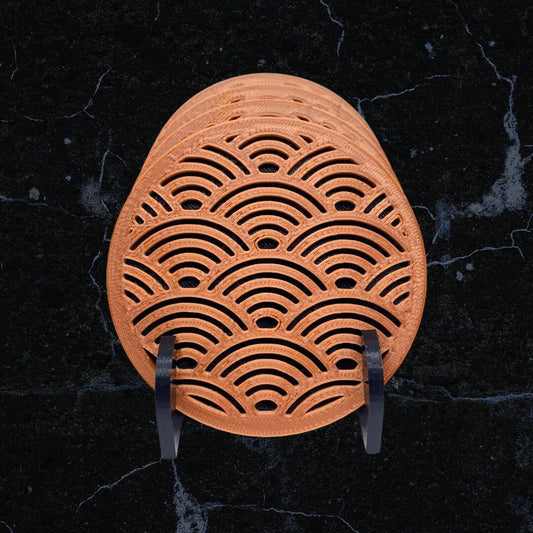 3D Printed Over the Waves Style Drink Coaster/Set of 4 with Free Holder/Custom Color Options