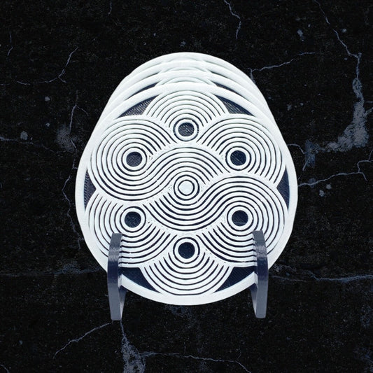 3D Printed Lost In The Waves Style Drink Coaster/Set of 4 with Free Holder/Custom Color Options