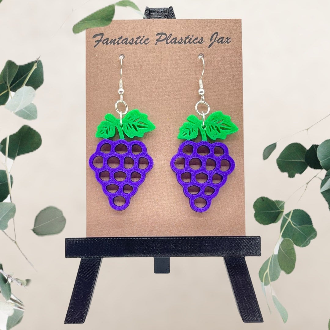3D Printed Vine Ripened Grape Earrings available in Dual Colors/Fresh Look/Fruit Earrings/Customize