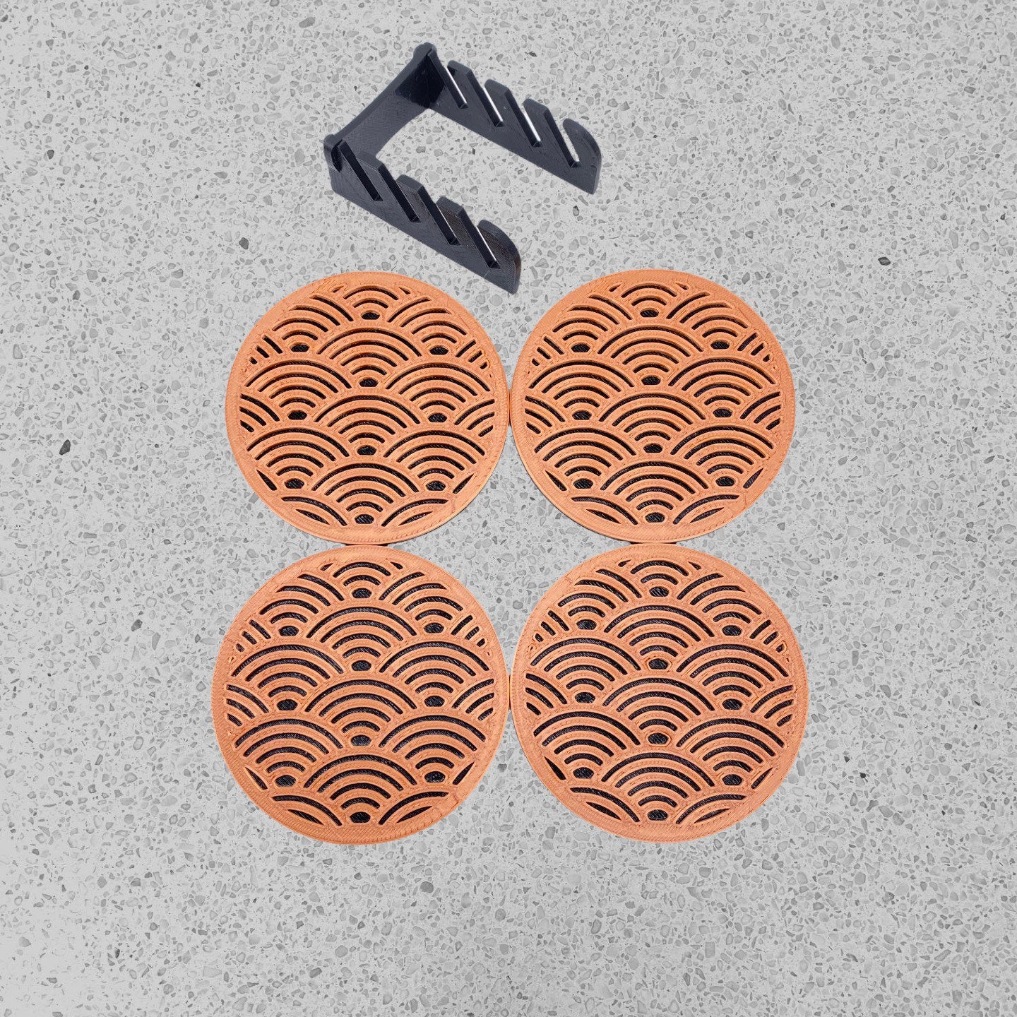 3D Printed Over the Waves Style Drink Coaster/Set of 4 with Free Holder/Custom Color Options