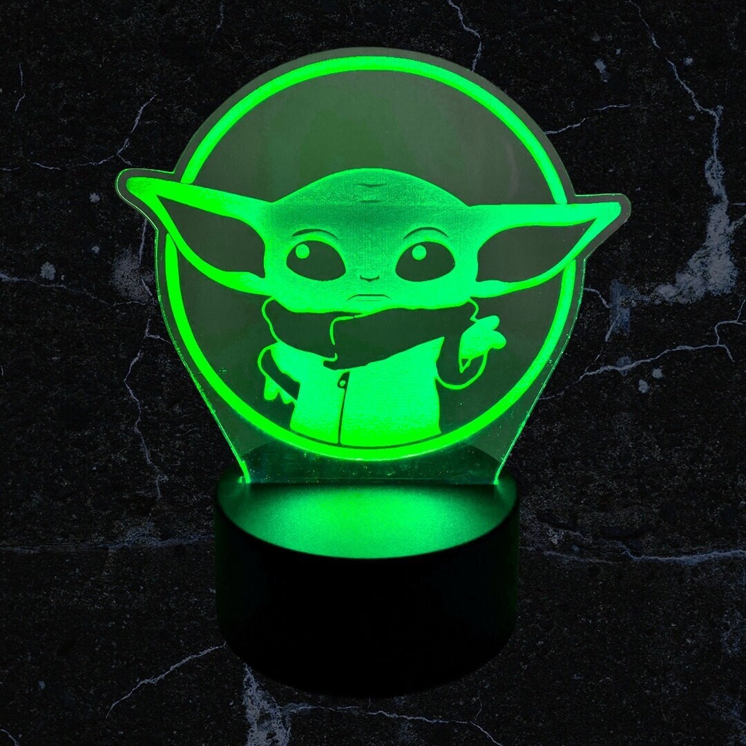 Baby Yoda "Mandalorian"3D LED Lamp / Multi Color / Illusion Laser Cut Art / Personalized Gift / Free Remote and Plug