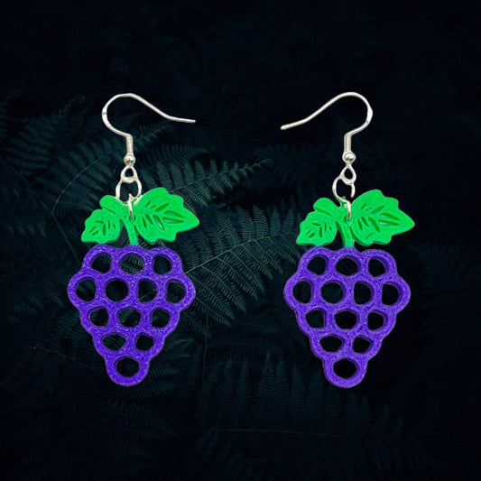 3D Printed Vine Ripened Grape Earrings available in Dual Colors/Fresh Look/Fruit Earrings/Customize