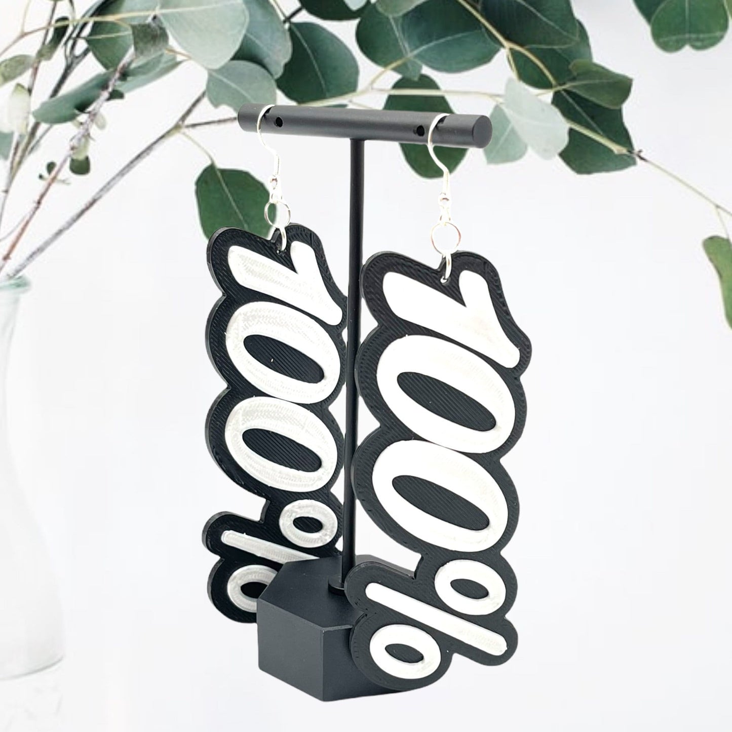 3D Printed 100 % Dual Color Earrings (100 Percent Teachers Grade)/100 Points/Custom Color Options/21+ Colors