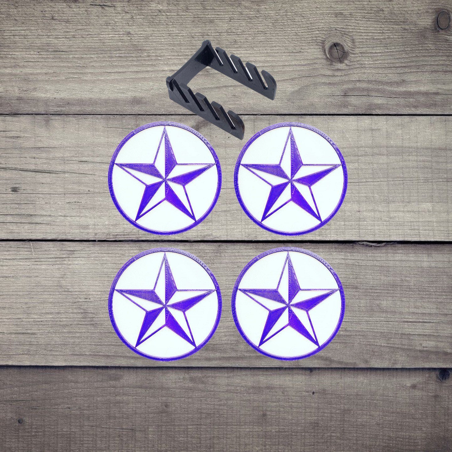 3D Printed 3D Genesis Star Drink Coaster/Set of 4 with Free Holder/Custom Color Options