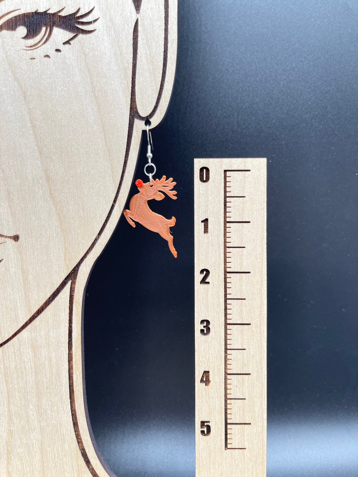 3D Printed Rudolph The Red Nose Reindeer Earrings/Custom Dual layer Colors/Christmas Earrings /Holiday Earrings