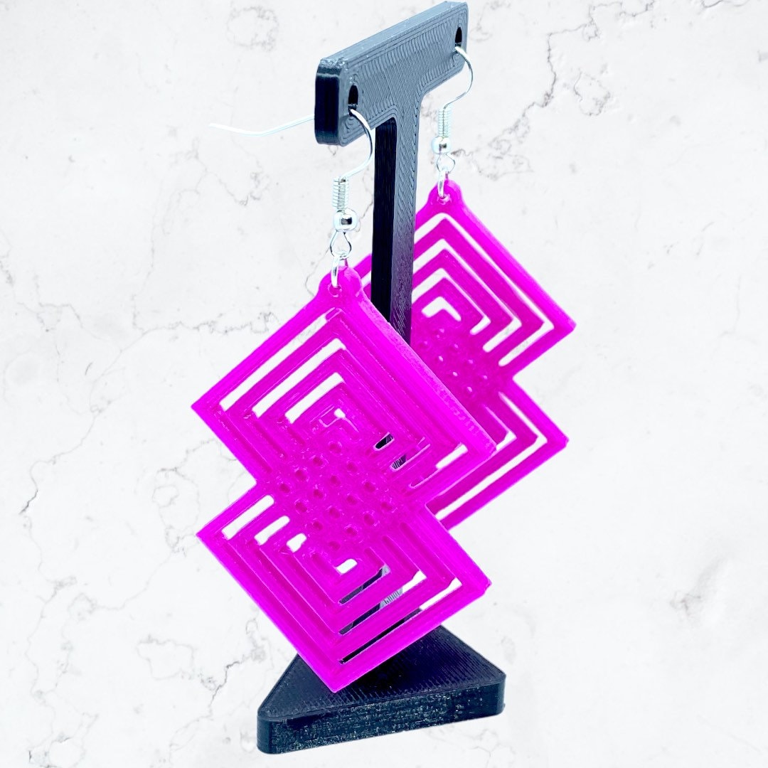 3D Printed Geometric OctoSquare Earrings/Available in  10+ Colors