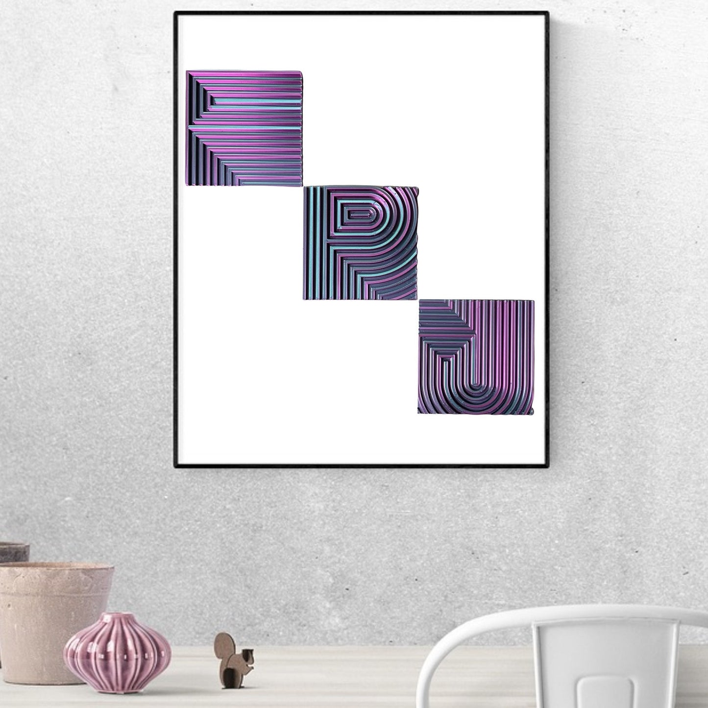 3D Printed Retro 90's Neon Wave Letters / Wall Decor / Custom Colors / Great for Gift / LARGE Decorative Letters