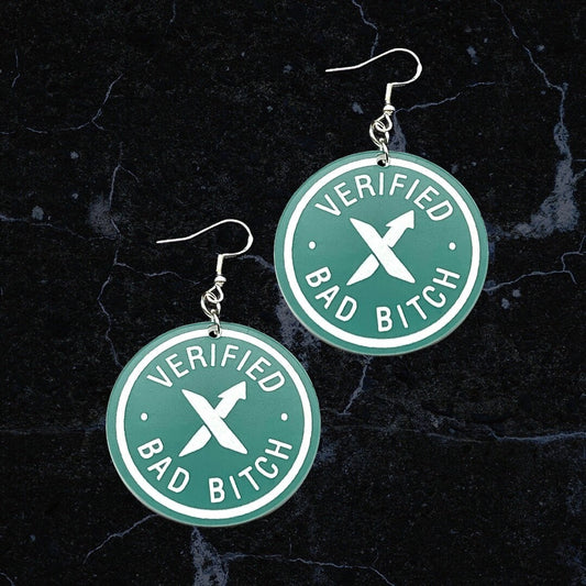 Verified Bad Bitch Sex Symbol Laser Cut and Engraved out of Dual Color Acrylic/In Your Dreams 2022/Double Sided Acrylic Earrings