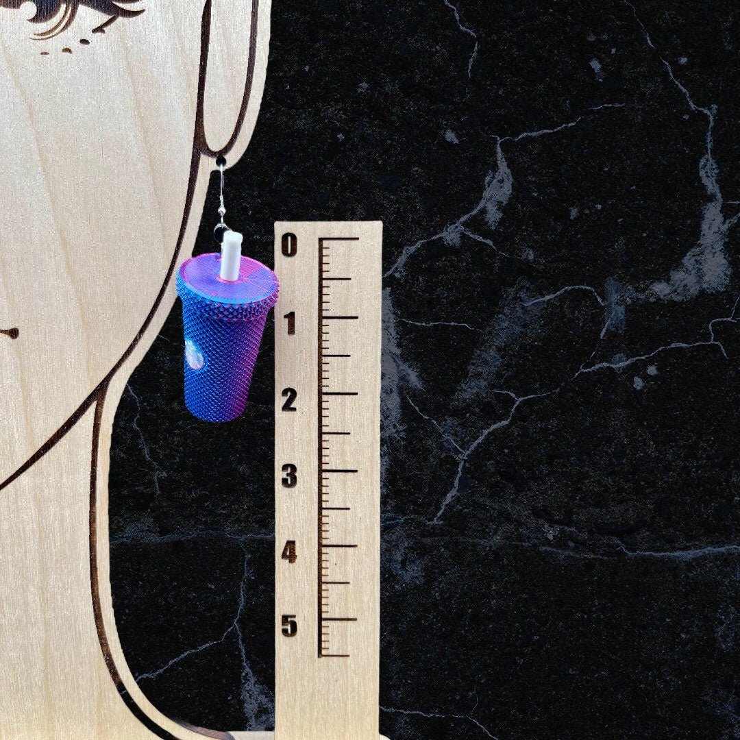 3D Printed Studded Tumbler Earrings With Lid/Starbucks Inspired and super lightweight/Custom Color Combinations/for Coffee Lover’s