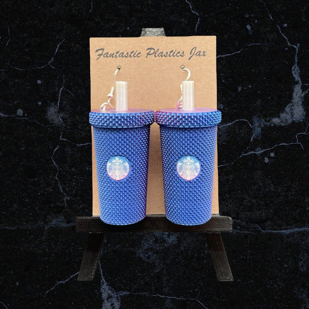 3D Printed Studded Tumbler Earrings With Lid/Starbucks Inspired and super lightweight/Custom Color Combinations/for Coffee Lover’s
