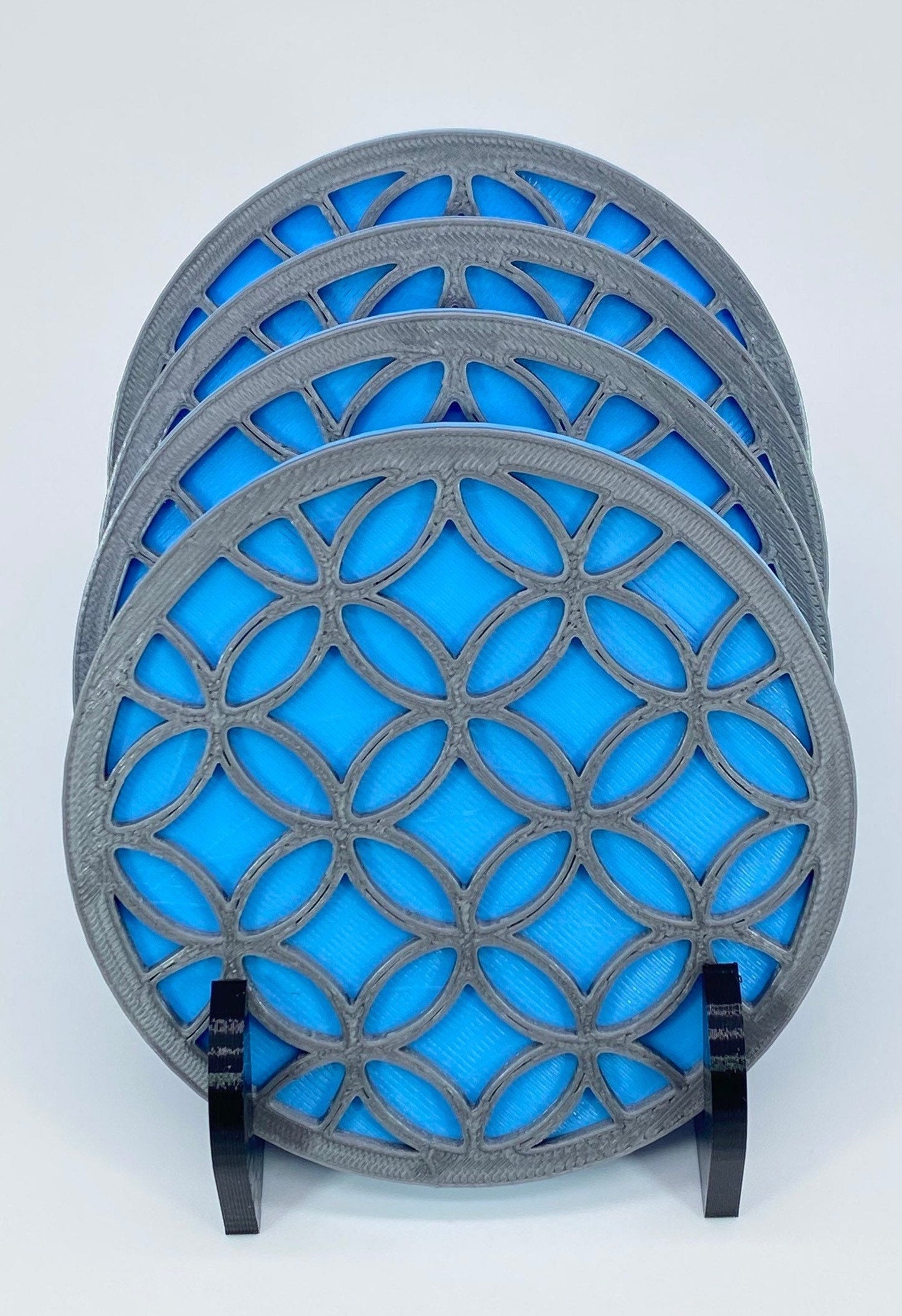 3D Printed Cathedral Style Drink Coaster/Set of 4 with Free Holder/Custom Color Options