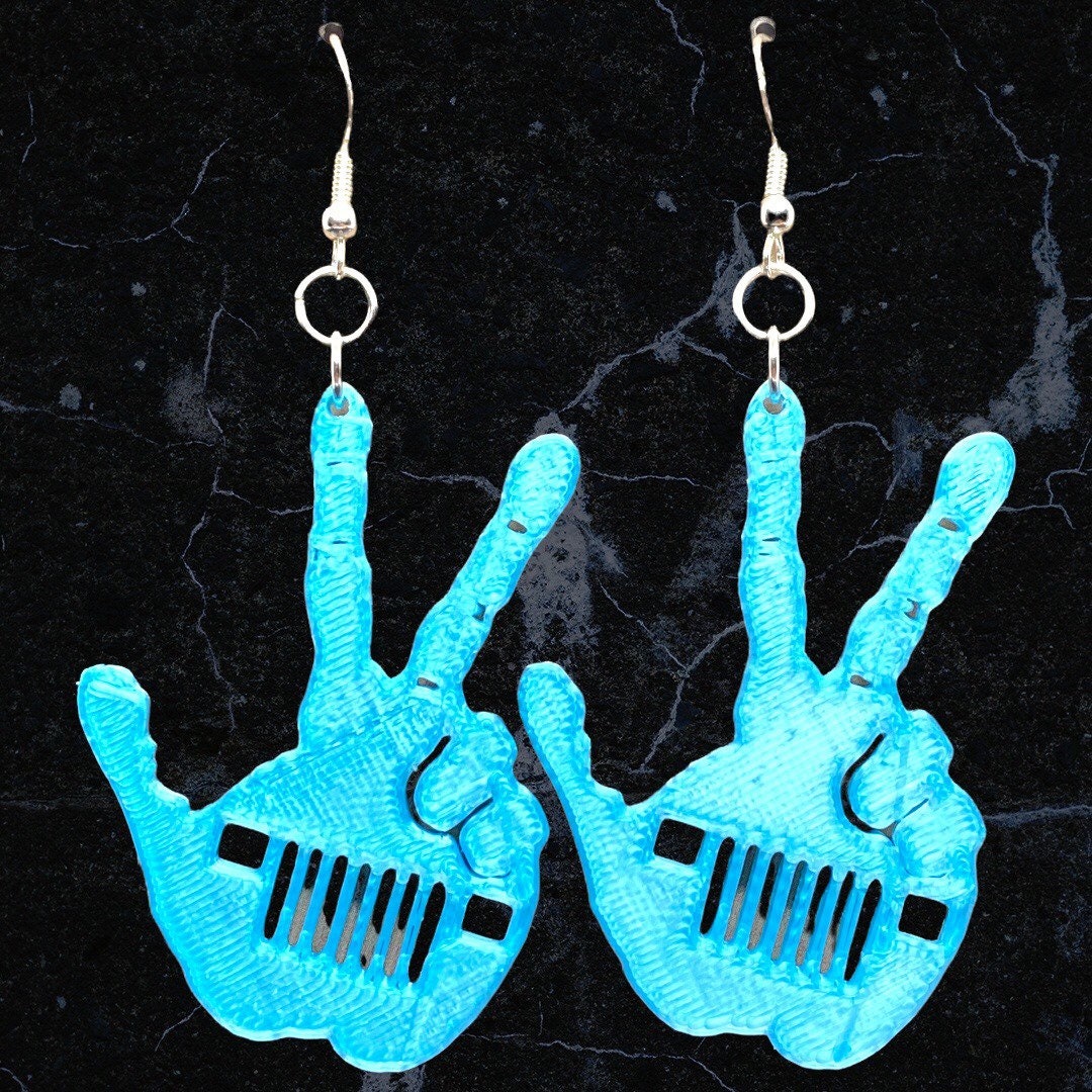 3D Printed Jeep Grill Peace Wave Earrings/Circle or Square Headlights/Custom Size/Custom Color Order /