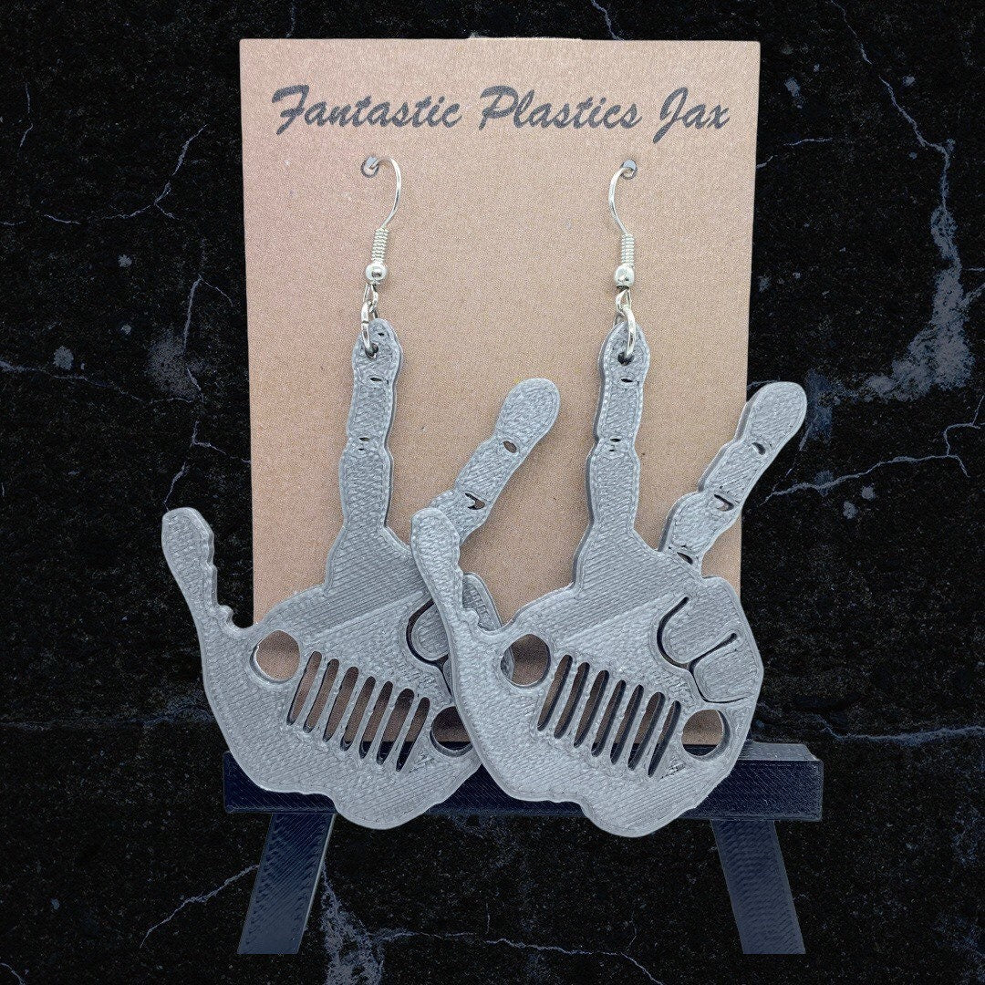 3D Printed Jeep Grill Peace Wave Earrings/Circle or Square Headlights/Custom Size/Custom Color Order /