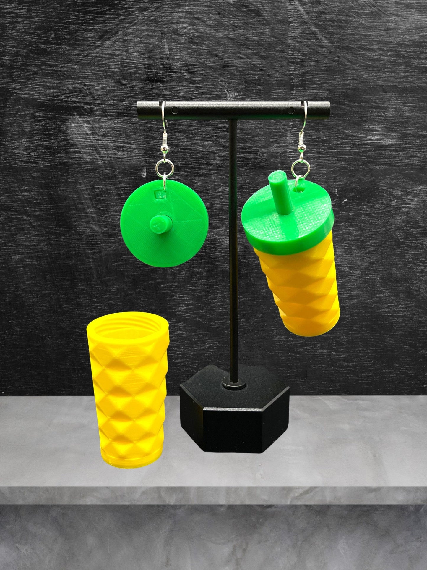 3D Printed Pineapple Tumbler Earrings With Lid/Starbucks Inspired and super lightweight/Custom Color Combinations/for Coffee Lover’s