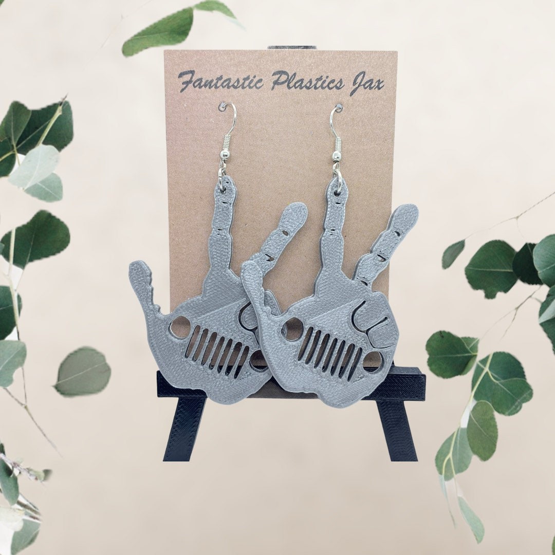 3D Printed Jeep Grill Peace Wave Earrings/Circle or Square Headlights/Custom Size/Custom Color Order /