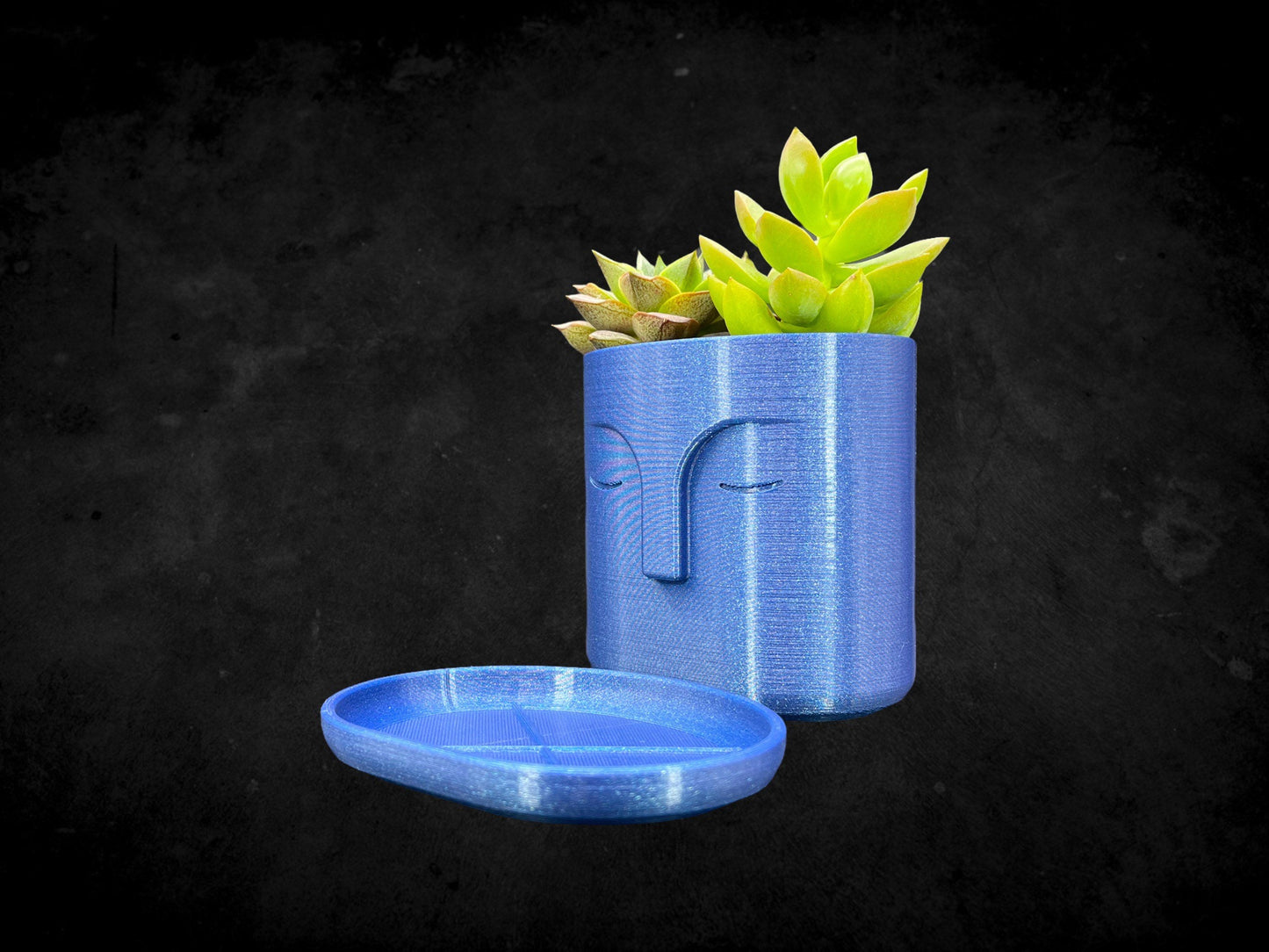 Moai Head Planter with Drain Plate 3D Printed /Custom Color/Great Gift for a Plant Lover/Succulent Plant Holder