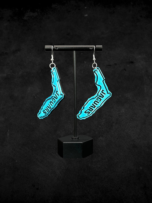 3D Printed Jaguars Florida Earrings in Black with Team's Teal Accent