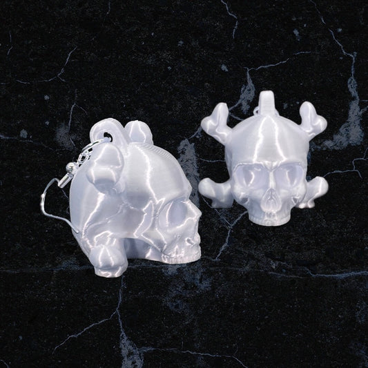 3D Printed Skull and Crossbones Earrings/Super Lightweight/Custom Color/Halloween accessory available in Fluorescent colors