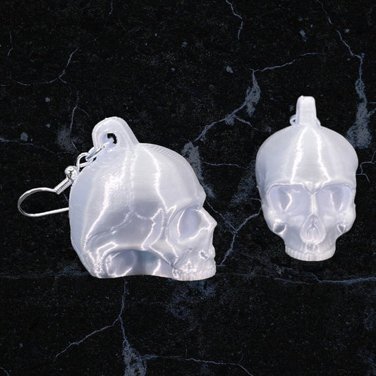 3D Printed Human Skull Earrings/Super Lightweight/Custom Color/Halloween accessory available in Fluorescent colors