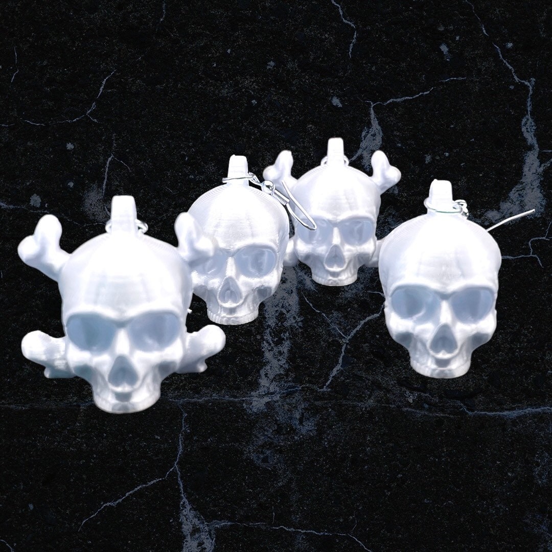 3D Printed Human Skull Earrings/Super Lightweight/Custom Color/Halloween accessory available in Fluorescent colors