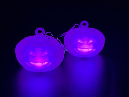3D Printed Light Up Jack-O-Lantern Pumpkin Earrings/Lightweight/Custom Colors/Halloween Accessory available in Fluorescent colors