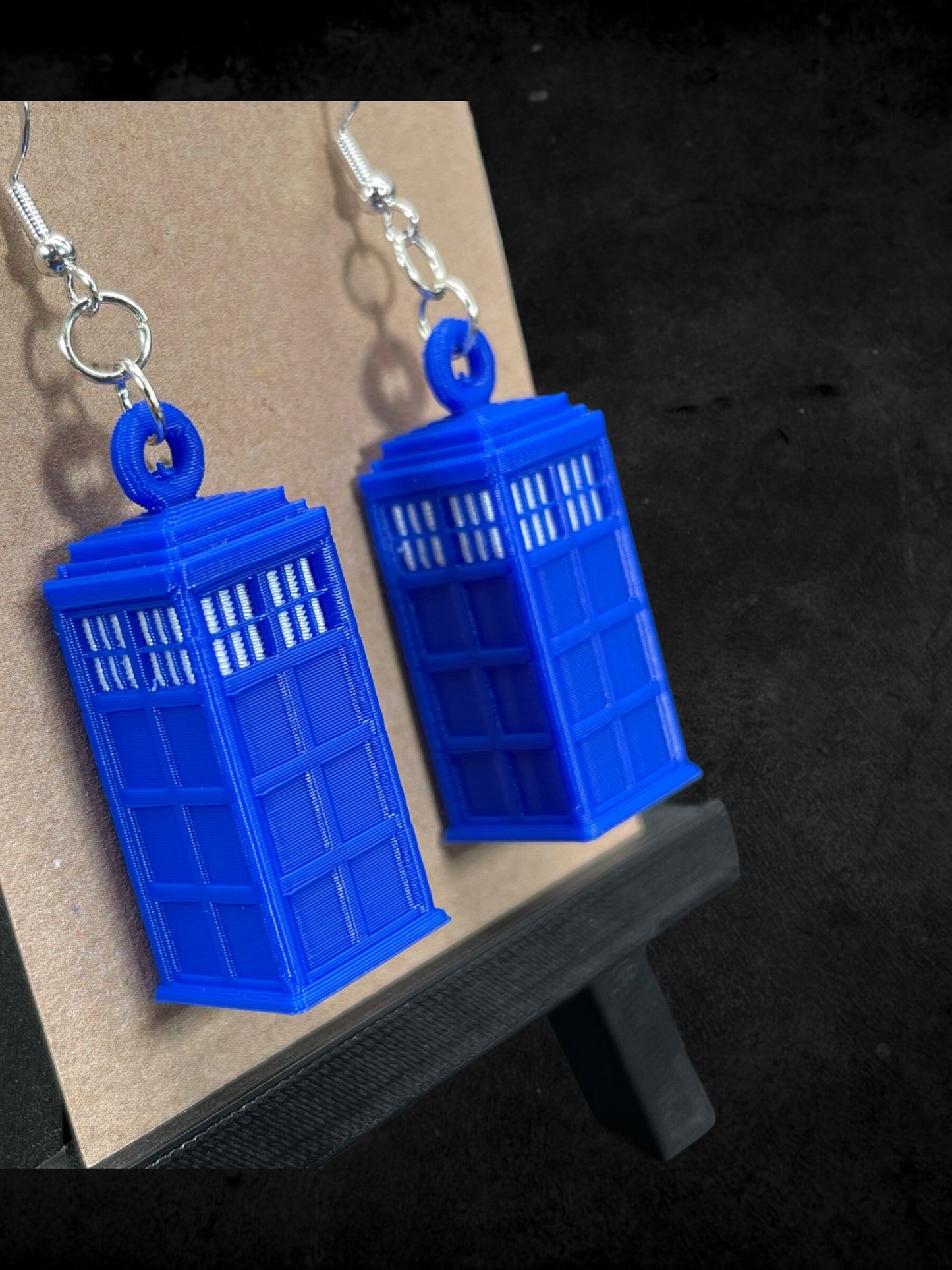 3D Printed TARDIS Telephone Booth Earrings/Super Lightweight/Custom Colors/Super Cute Gift for those Doctor Who Lovers.
