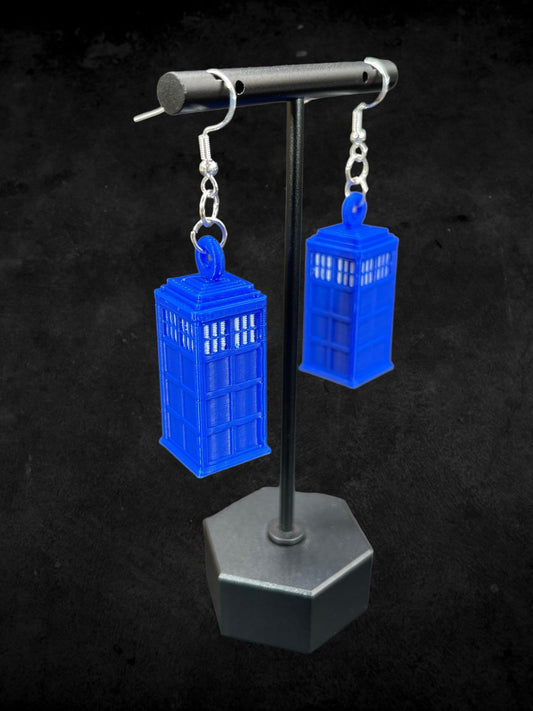 3D Printed TARDIS Telephone Booth Earrings/Super Lightweight/Custom Colors/Super Cute Gift for those Doctor Who Lovers.