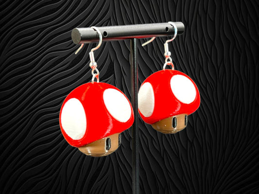 3D Printed Super Mario Mushroom Earrings/Super Lightweight/Custom Colors/Super Cute Gift for that Mario Nintendo lover