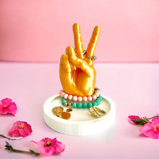 3D Printed Peace Sign Jewelry Holder/ Ring Holder / Custom Color Combinations / Bracelet Holder / Drop Dish